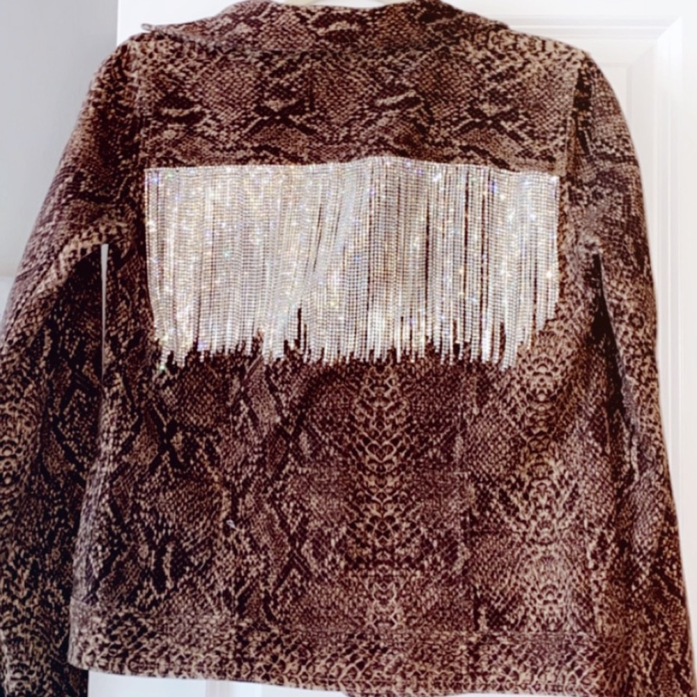 Custom Made Rhinestone Fringe Snakeskin Jacket 🌈